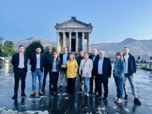 Group photo and temple