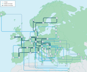 European R&E network topology map